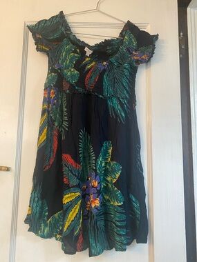 Patrons of Peace Medium Tropical  Smocked Stretch Dress/Top 13"W x 18"L